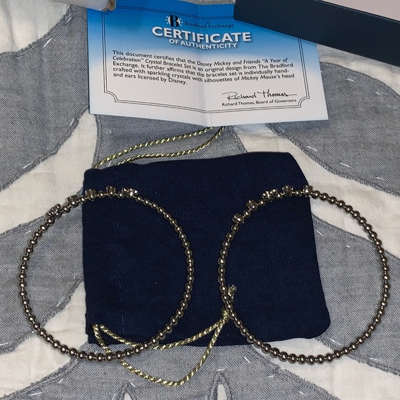 Bradford Exchange Pair of Disney Silver Bangle Bracelets - New in Box - Picture 4 of 7
